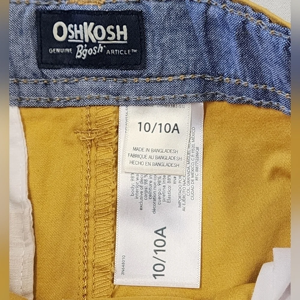 OshKosh B'gosh Boys Shorts Yellow Adjustable Waist NWT Size 10